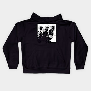 Roaring Grizzly Illustration - Grizzly Bear Kids Hoodie